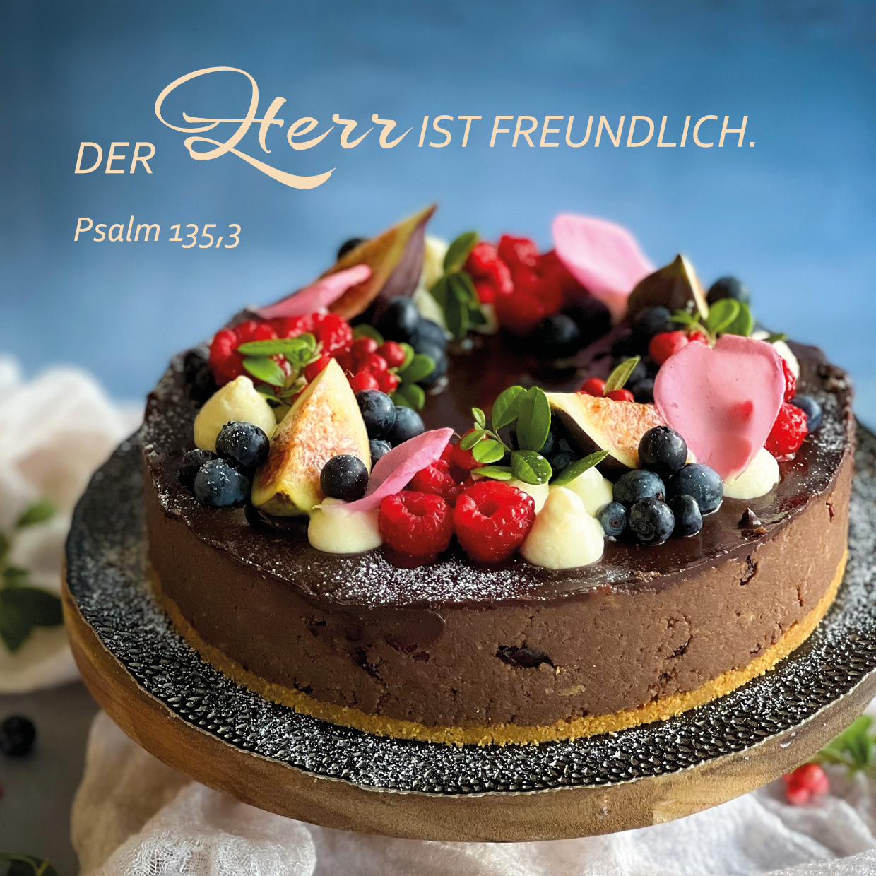 Quadratische Postkarte – Fruchtige Torte 