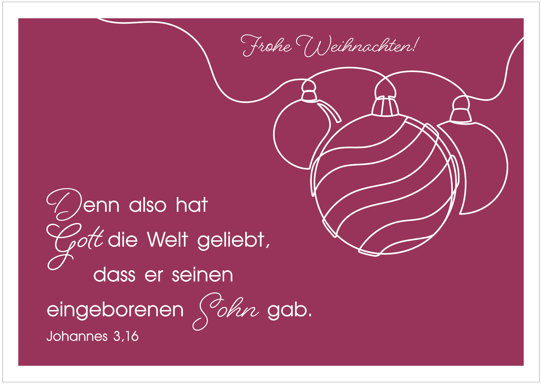 Postkarte - Weihnachtskugeln weinrot 