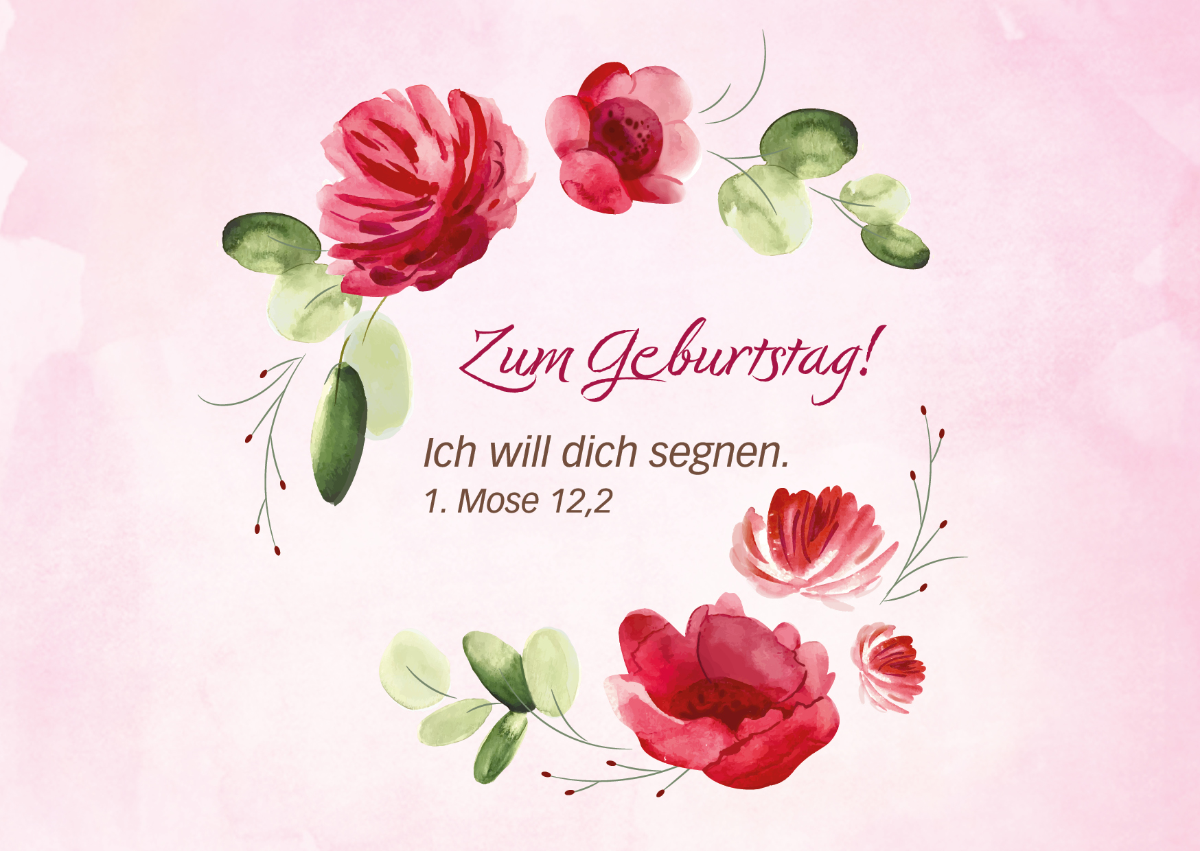 Postkarte - Blumenkranz zum Geburtstag